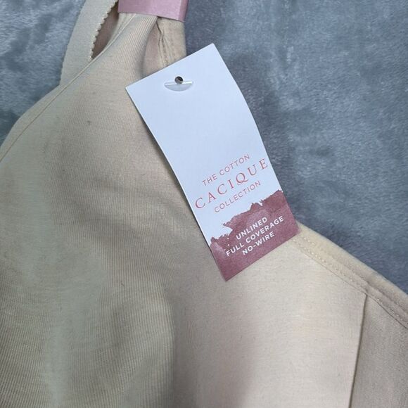 NWT New Cacique Beige Nude Unlined Full Coverage Wireless Bra Size 50D - Picture 5 of 10